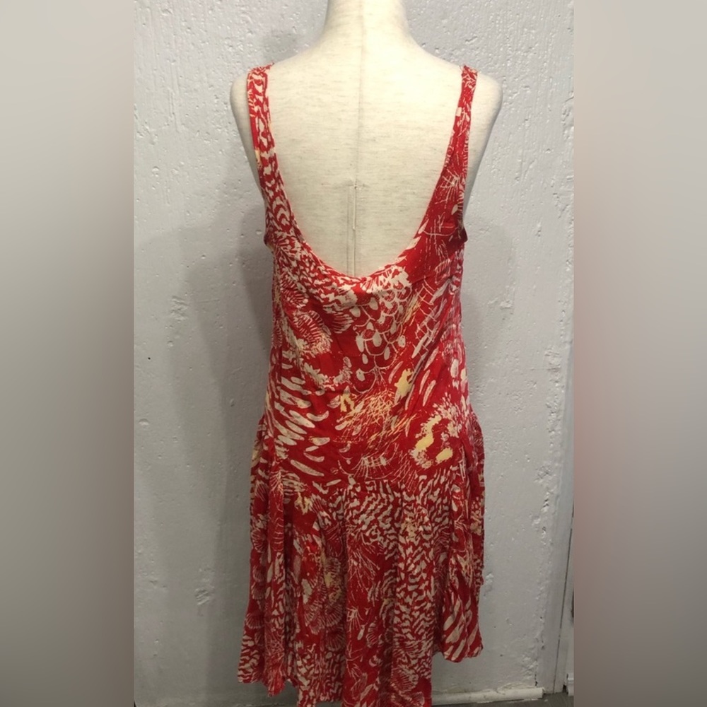 Lost in the 🔥 Free People Scoop Neck Sleeveless Beach Print Dress Red XS - Picture 14 of 14
